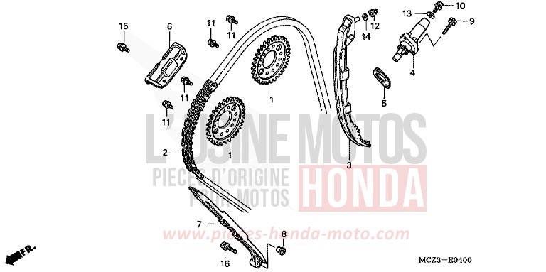 CHAINE A CAMES/TENDEUR de Hornet 900 DEGITAL SILVER METALLIC (NHA30) 2007